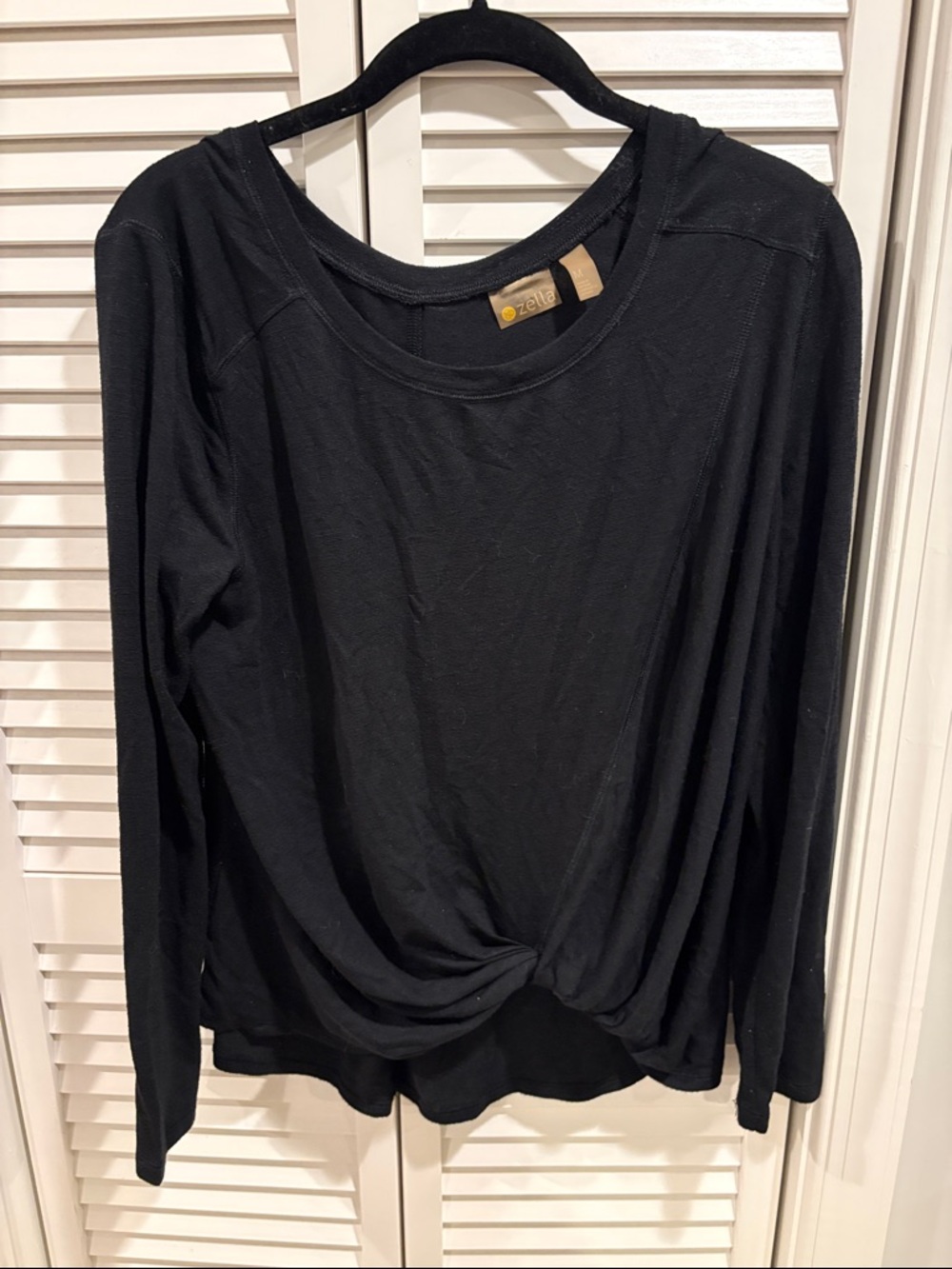 Zella black twist-front long-sleeve performance top